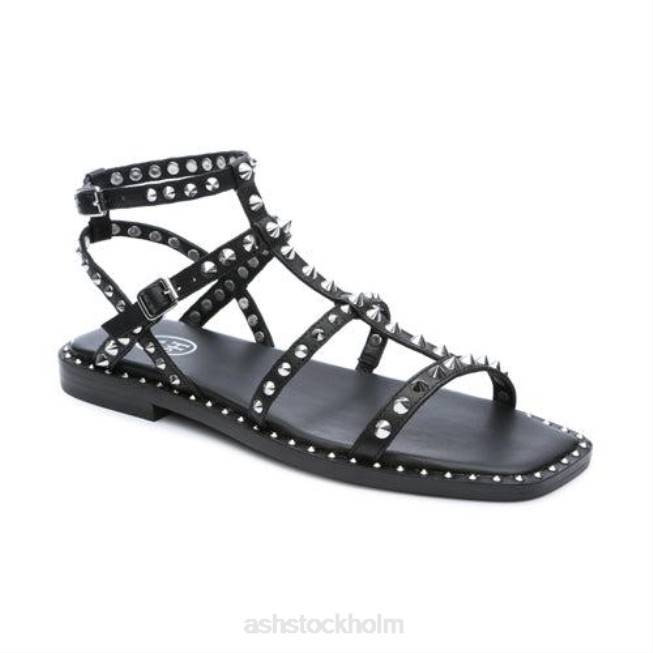 se ASH kvinnor maeva platt sandal med kvadratisk dubb svart 8XTP72 sandaler