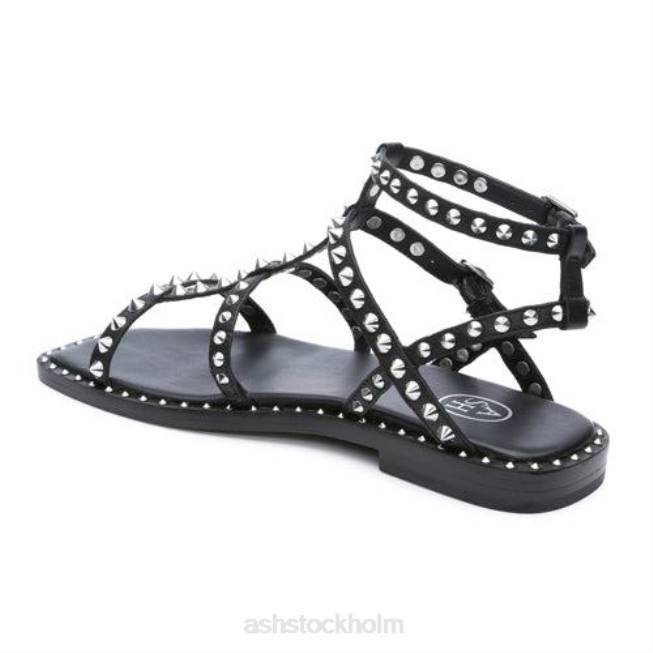 se ASH kvinnor maeva platt sandal med kvadratisk dubb svart 8XTP72 sandaler