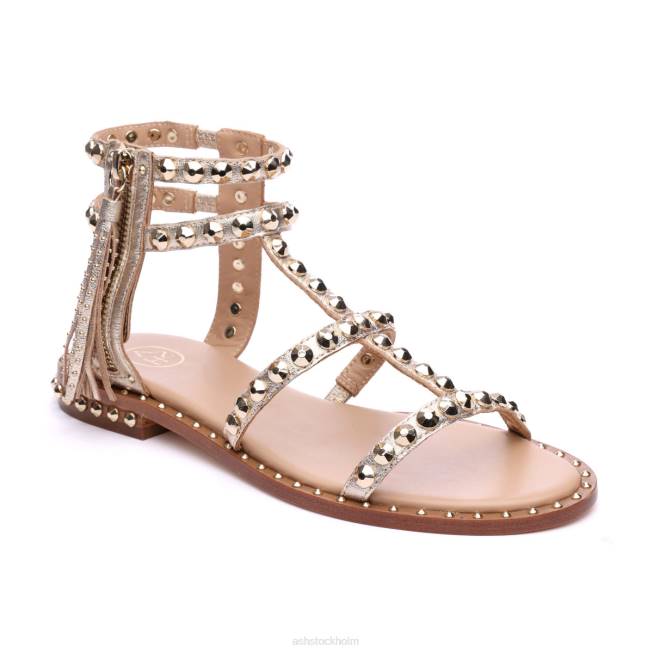 se ASH kvinnor power metallic dubbade tofs platt sandal ljust guld 8XTP53 sandaler