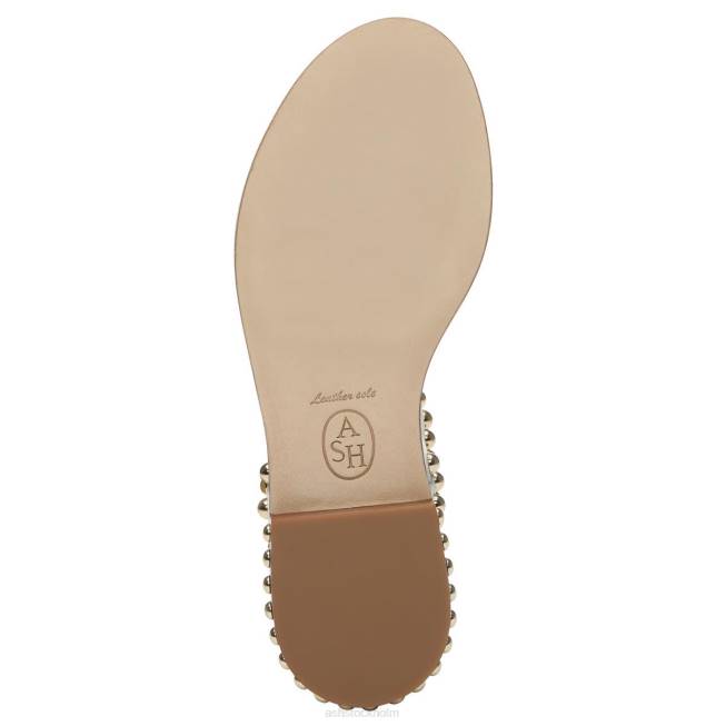 se ASH kvinnor spela platt sandal med dubb hud/guld 8XTP56 sandaler