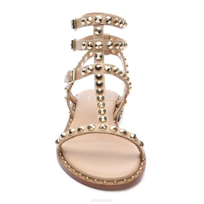 se ASH kvinnor spela platt sandal med dubb hud/guld 8XTP56 sandaler