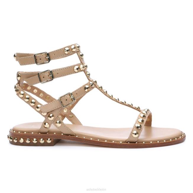 se ASH kvinnor spela platt sandal med dubb hud/guld 8XTP56 sandaler