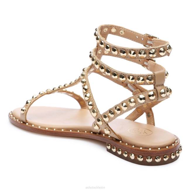 se ASH kvinnor spela platt sandal med dubb hud/guld 8XTP56 sandaler
