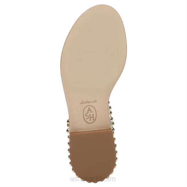 se ASH kvinnor spela platt sandal med dubb i metall ljust guld 8XTP52 sandaler