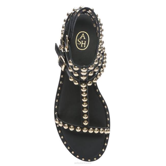 se ASH kvinnor spela platt sandal med dubb svart guld 8XTP55 sandaler
