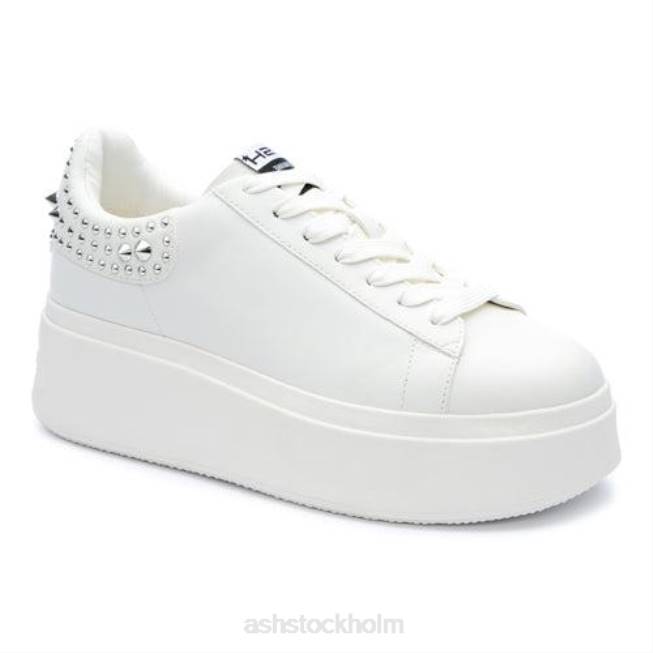 se ASH kvinnor moby studs sneaker med plattformsdubb vit/silver 8XTP2 sneakers
