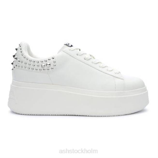 se ASH kvinnor moby studs sneaker med plattformsdubb vit/silver 8XTP2 sneakers