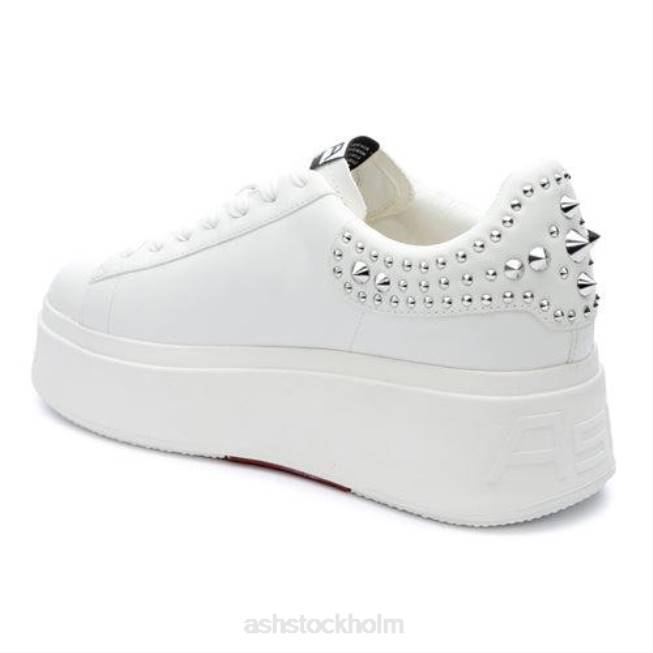 se ASH kvinnor moby studs sneaker med plattformsdubb vit/silver 8XTP2 sneakers